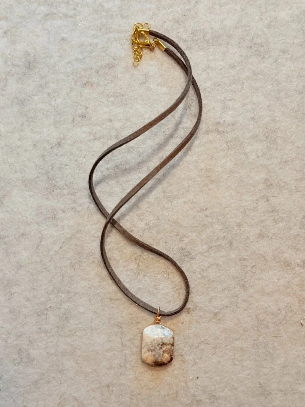 Coral Fossil Lucky Pick Necklace | Natural Stone Pendant